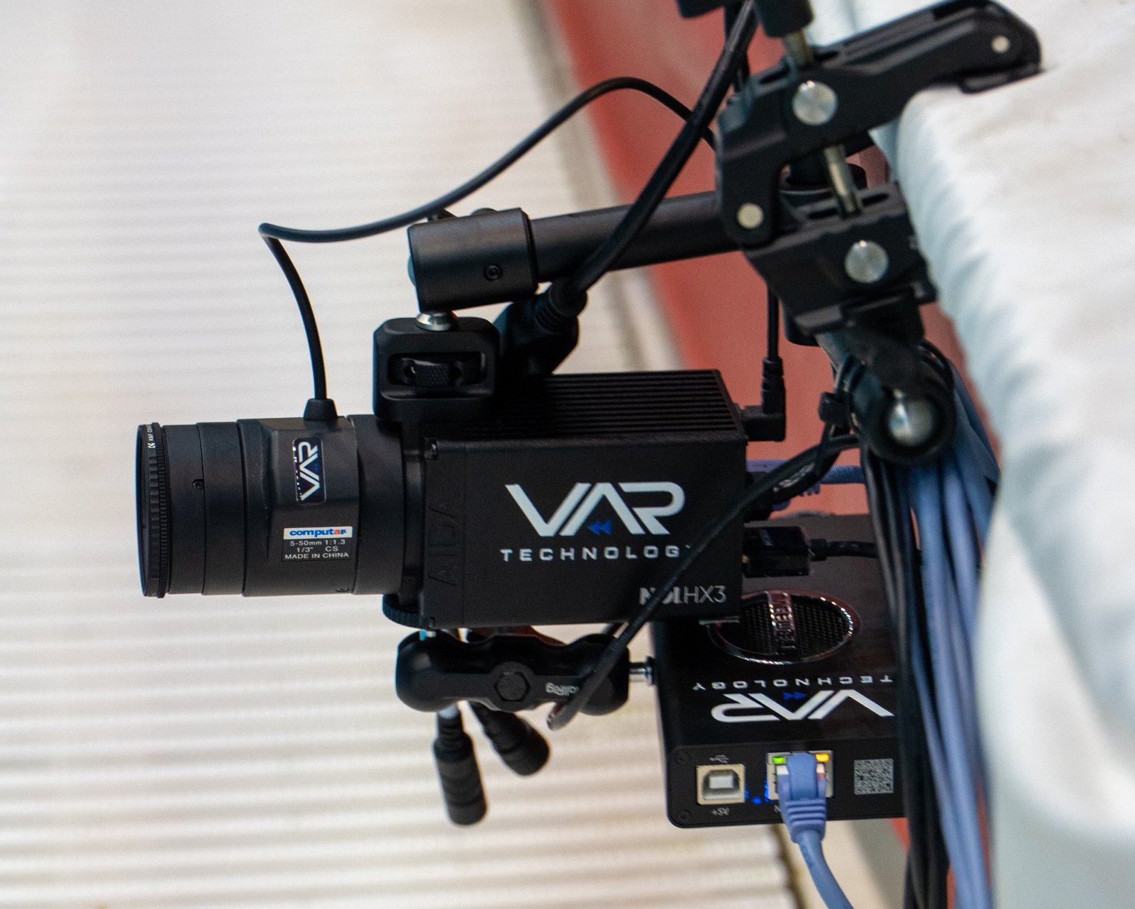 Close-up of a Var Technology VAR camera