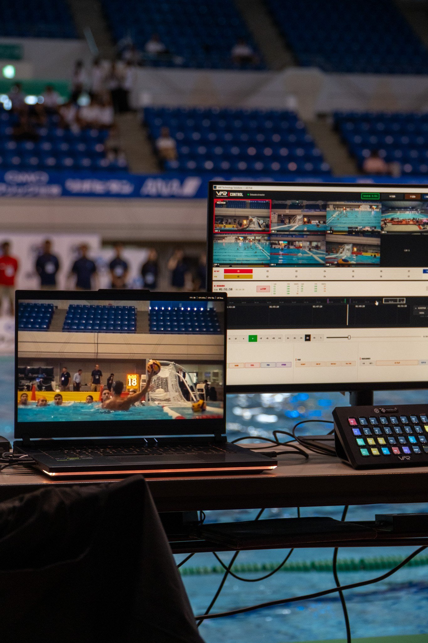 La mesa del VAR en el Campeonato de Japón, en Chiba